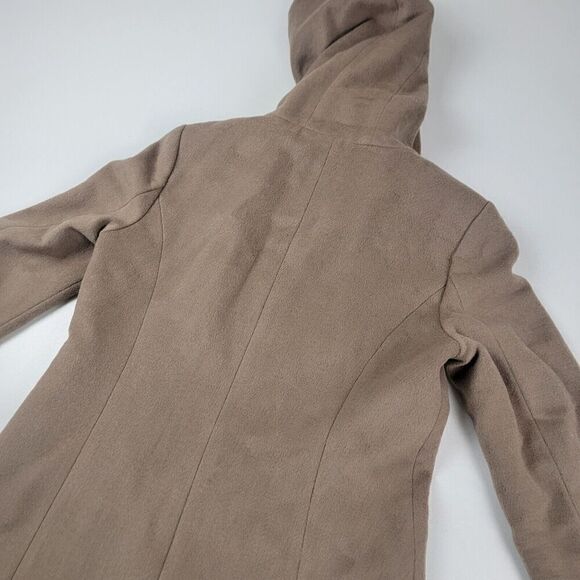 Cole Haan US Size 8 Wool Blend Coat Beige Oat with $498 Retail‎ Tag & Large Hood - Picture 9 of 12